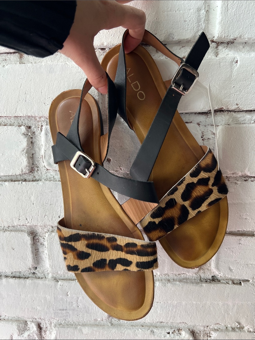 Aldo Women's Sandals - Black and Leopard Print